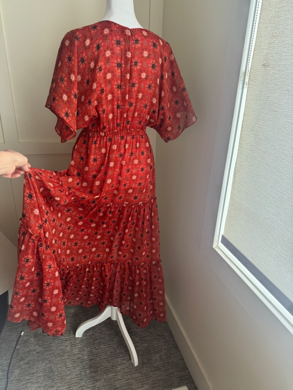 Misa Los Angeles Red Floral V-Neck Tiered Maxi Dress - Picture 9 of 10